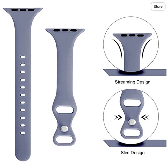 Apple Watch SLIM Silicone Band - MEDIUM BLUE - 38mm/40mm/41mm - Picture 2 of 5